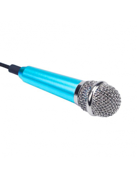 niebieski mini mikrofon karaoke do telefonu